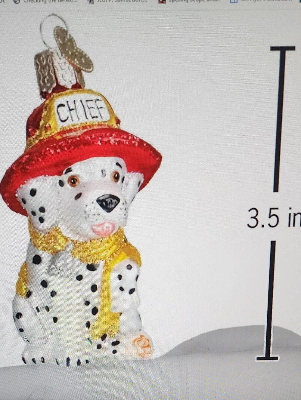 OLD WORLD CHRISTMAS ORNAMENT Dalmatian Fire Chief Glass Ornament - Red & Gold